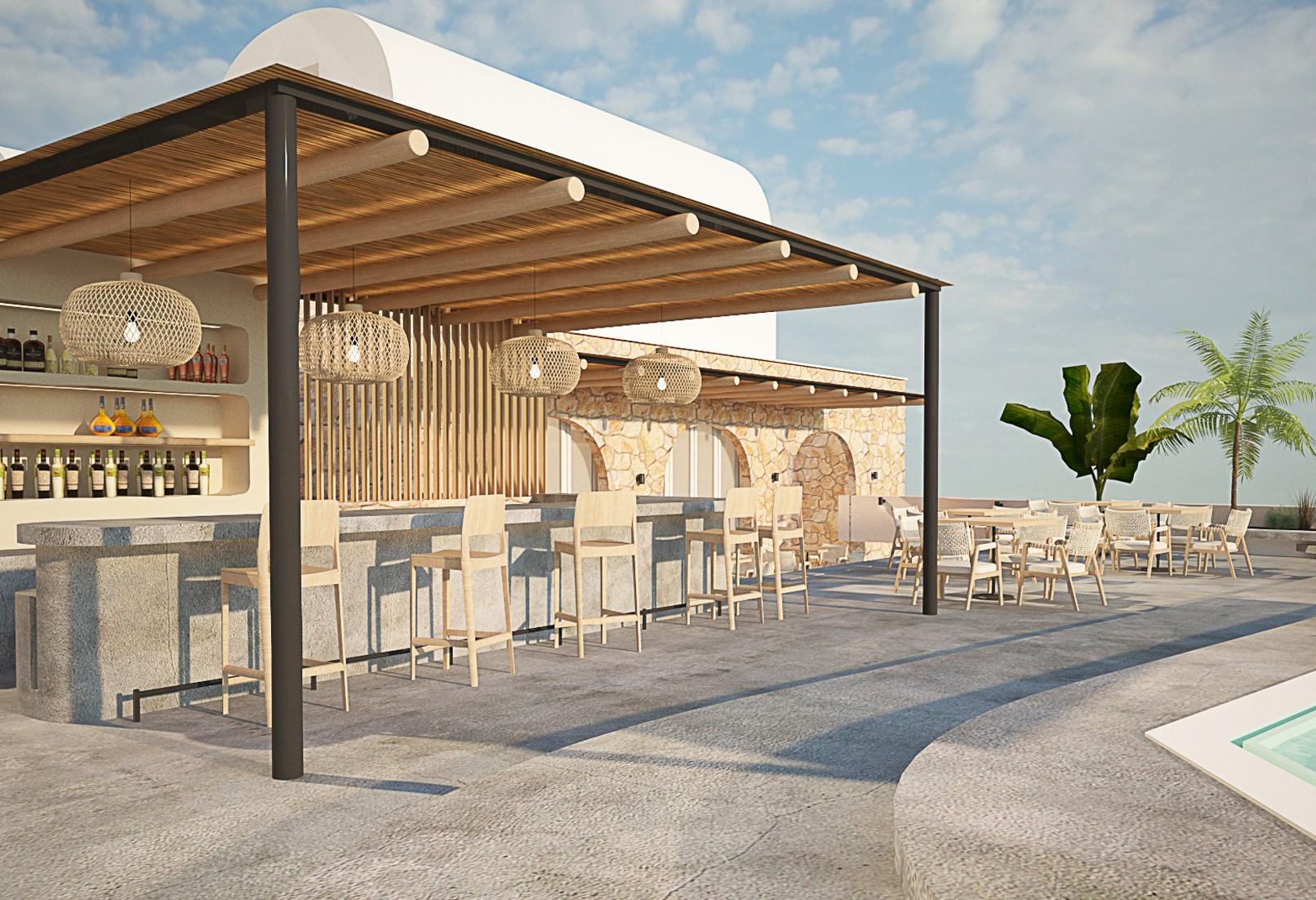 Aelia Luxury Suites 카르테라도스 외부 사진 3D rendering of a pool bar